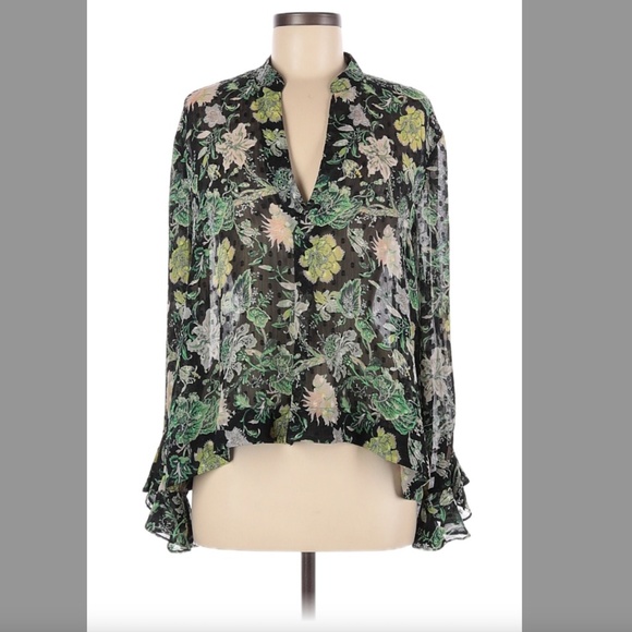 Club Monaco Tops - Club Monaco Black Poly Floral Blouse